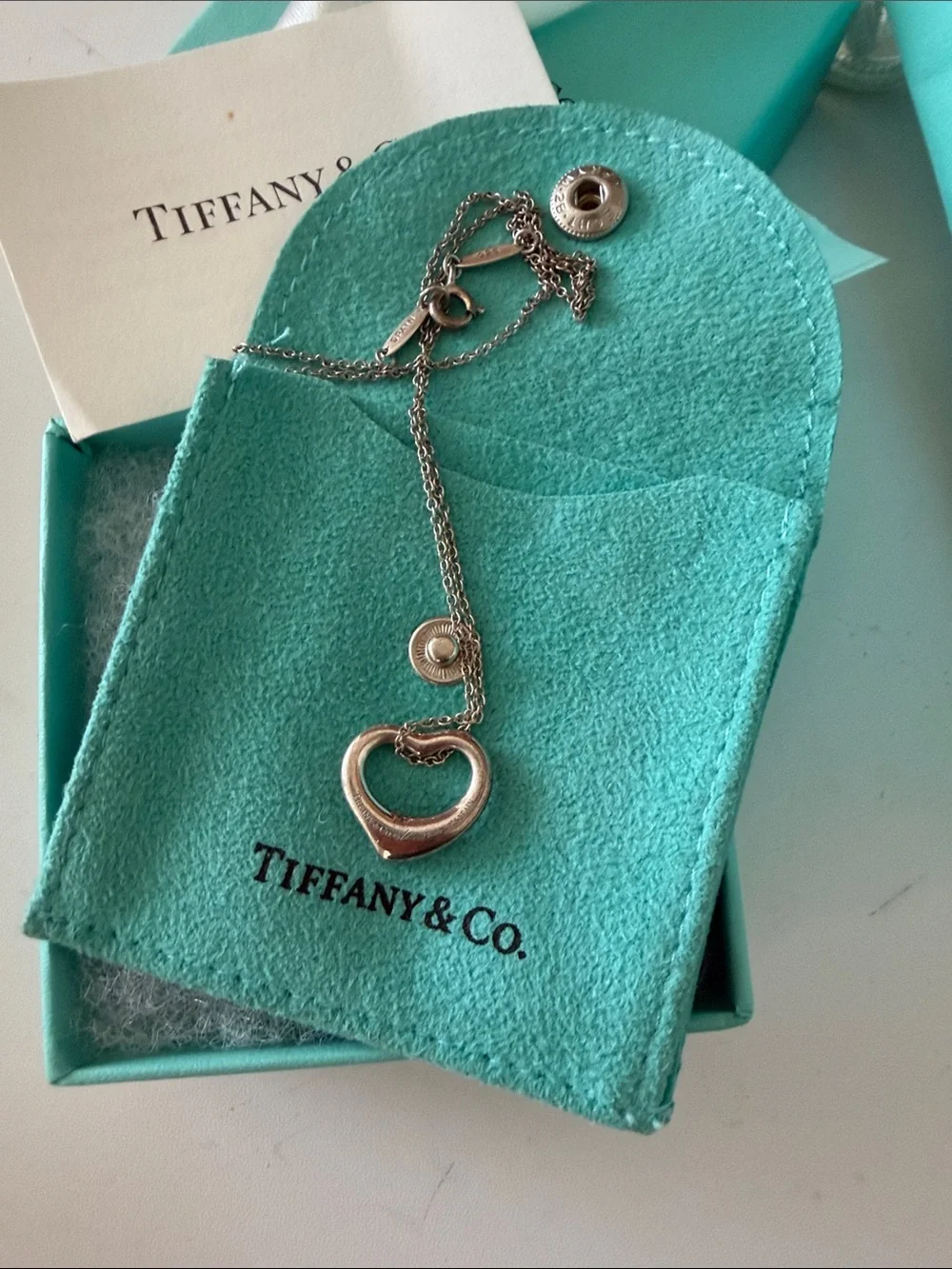 Tiffany & Co. elsa perettiSterling Silver Heart Pendant Necklace w/ bag & box